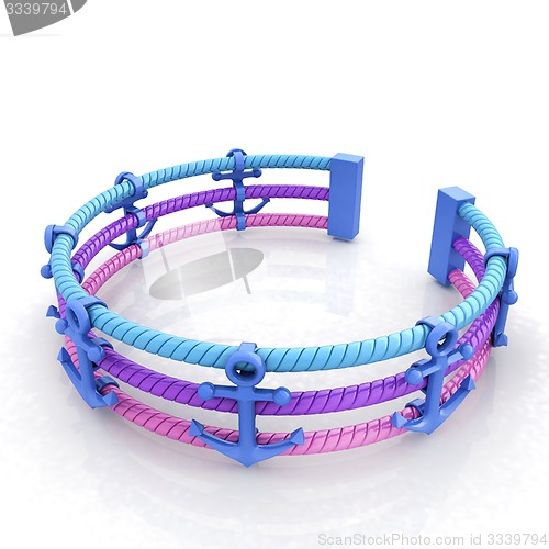 Image of Design colorful fence of anchors on the ropes
