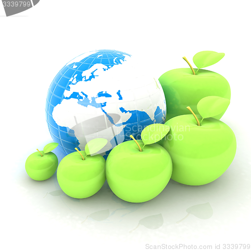 Image of Earth and apples around - from the smallest to largest. Global d