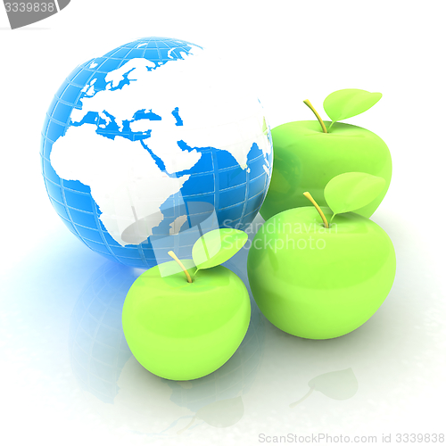 Image of Earth and apples around - from the smallest to largest. Global d