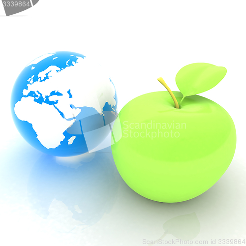Image of Earth and apple. Global dieting concept