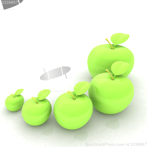 Image of One large apple and apples around - from the smallest to largest