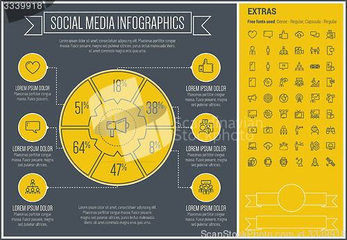 Image of Social Media Line Design Infographic Template