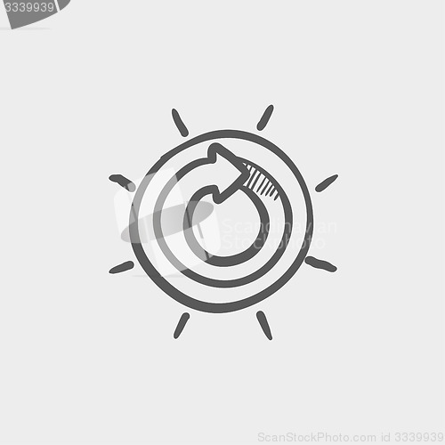 Image of Sun with spiral arrow sketch icon