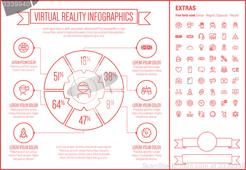 Image of Virtual Reality Line Design Infographic Template