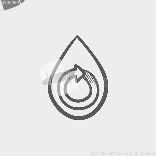 Image of Water drop with spiral arrow sketch icon
