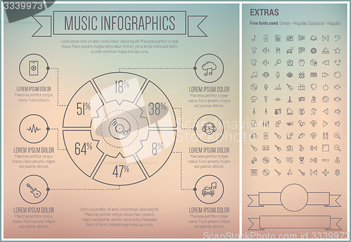 Image of Music Line Design Infographic Template