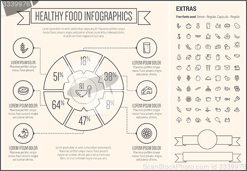 Image of Healthy Food Line Design Infographic Template