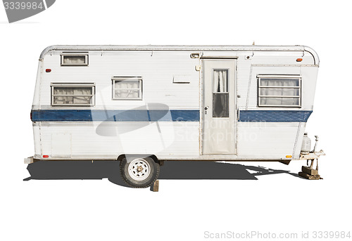 Image of Classic Old Camper Trailer on White