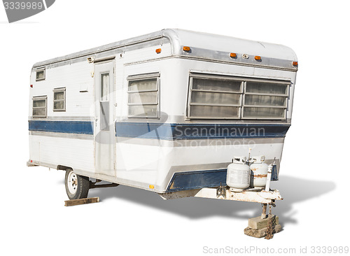 Image of Classic Old Camper Trailer on White