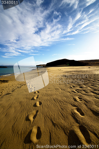 Image of footstep in lanzarote   rock stone sky
