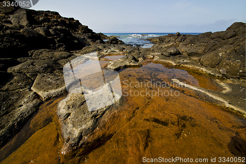 Image of spain landscape rock s   water  in lanzarote  isle 