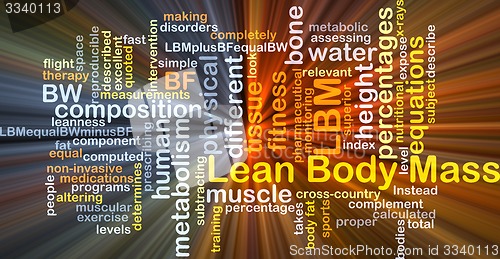 Image of Lean body mass LBM background concept glowing