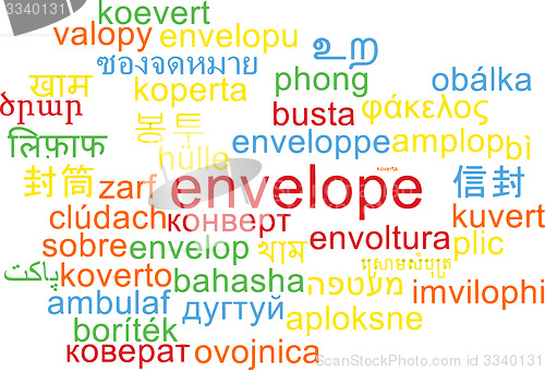Image of Envelope multilanguage wordcloud background concept