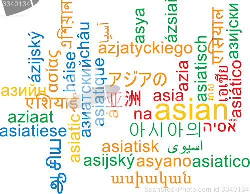 Image of Asian multilanguage wordcloud background concept