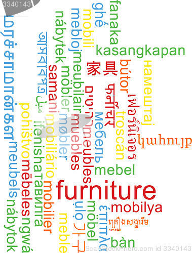 Image of Furniture multilanguage wordcloud background concept