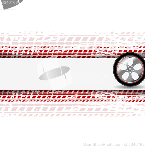 Image of Wheel and grunge tire track. Abstract vector background