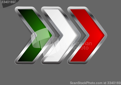 Image of Abstract vector metallic arrow. Italian colors