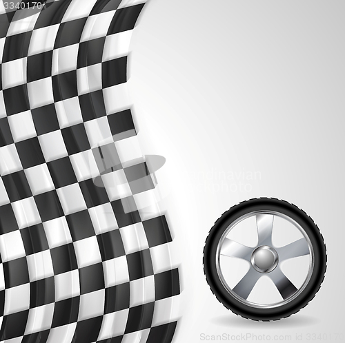 Image of Sport background with wheel and finish flag