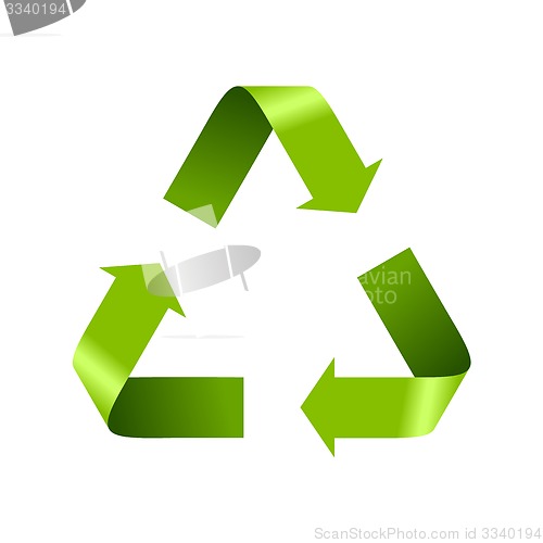 Image of Green recycle logo sign isolated on white