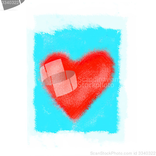 Image of Abstract bright red heart on blue background