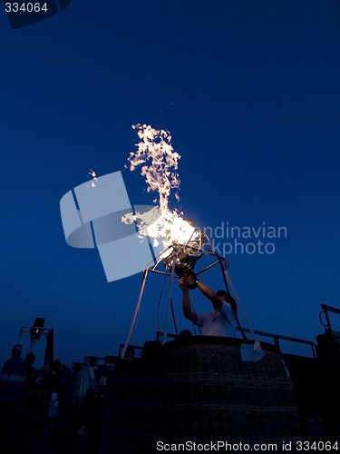 Image of Balloonist preparing his gear