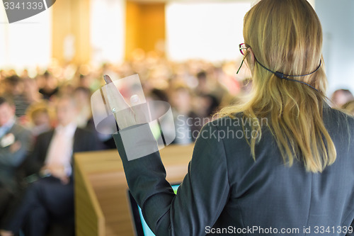 Image of Speaker at Business Conference and Presentation.