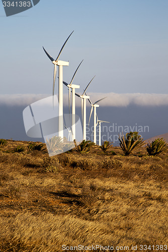 Image of africa wind turbines and the sky in the isle 