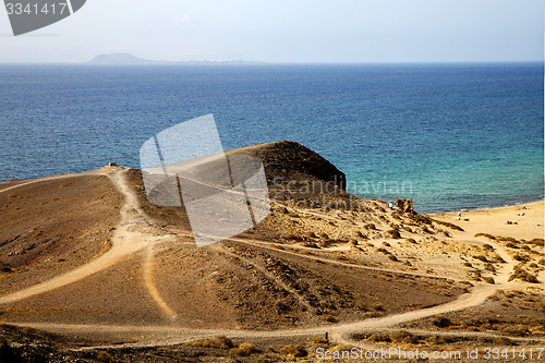 Image of in lanzarote spain pond  rock stone   coastline and summer in la