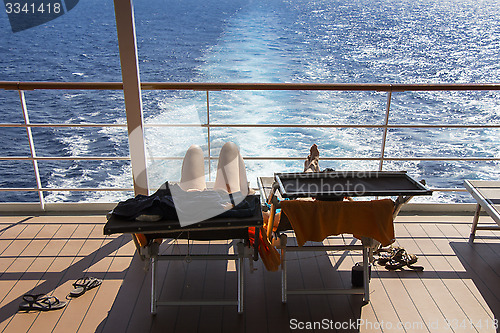 Image of Sunbathing on the deck cruise ship