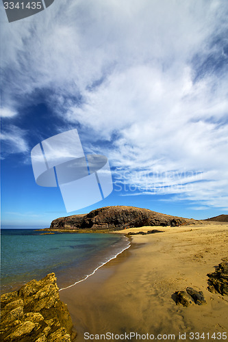 Image of coastline  in lanzarote  beach  water and summer 