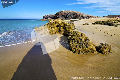 Image of  coastline  in lanzarote  spain sky cloud b 