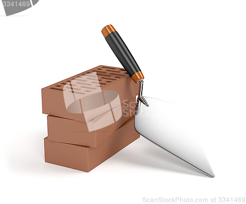 Image of Trowel and bricks