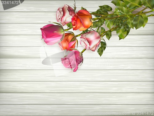 Image of Roses on wooden background. EPS 10