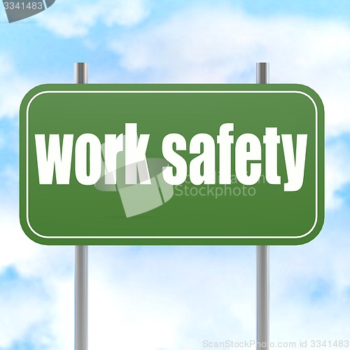 Image of Work safety on green road sign