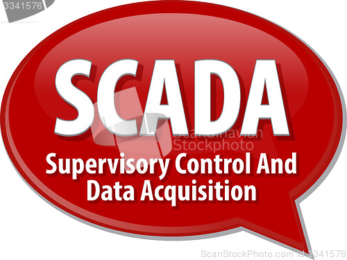 Image of SCADA acronym definition speech bubble illustration