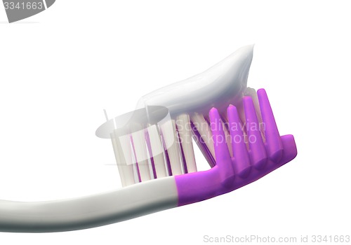 Image of Toothbrush with toothpaste isolated on white background