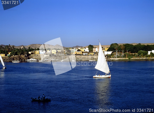 Image of Feluccas on Nile by Asuan, Egypt