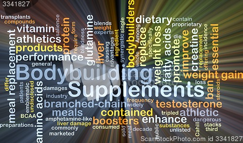 Image of Bodybuilding supplements background concept glowing