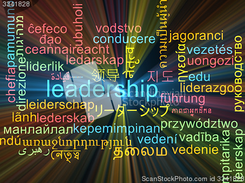 Image of Leadership multilanguage wordcloud background concept glowing