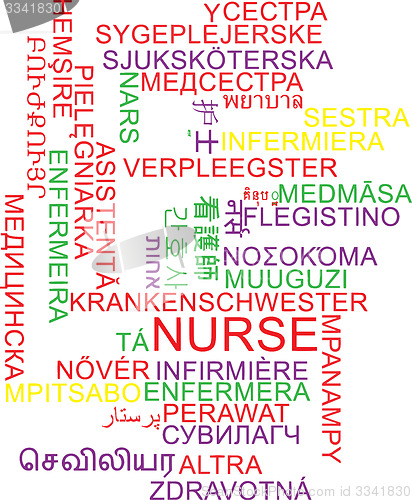 Image of Nurse multilanguage wordcloud background concept