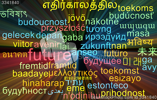 Image of Future multilanguage wordcloud background concept glowing