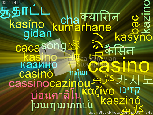 Image of Casino multilanguage wordcloud background concept glowing