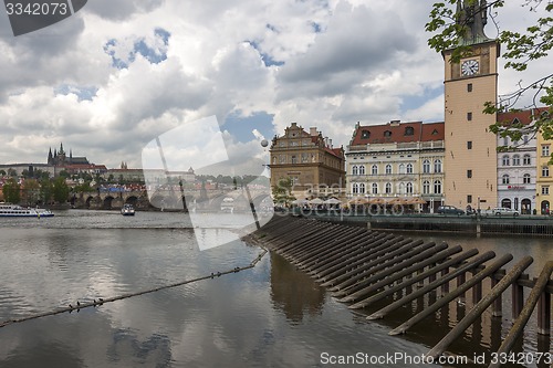 Image of  Charles Bridge is famous historic bridge that crosses Vltava river. 