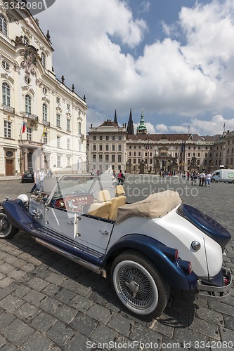 Image of PRAGUE, CZECH REPUBLIC - MAY 08 2013: Parade The Prague Club of Historic Cars
