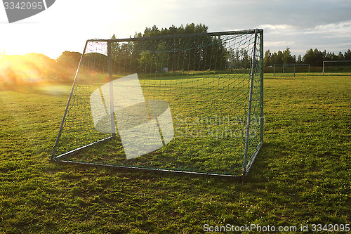 Image of soccer goal on village sports field 