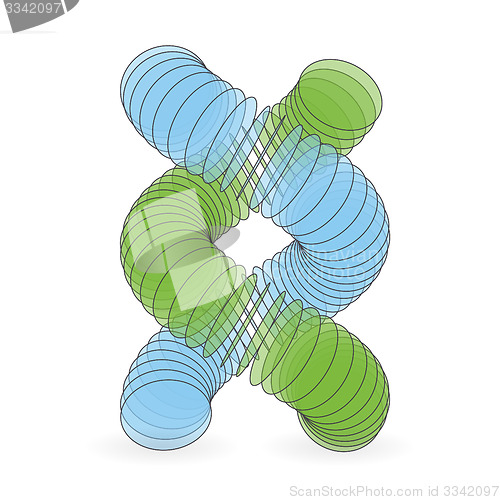 Image of Vector illustration of dna structure in 3d. 