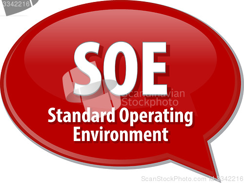 Image of SOE acronym definition speech bubble illustration