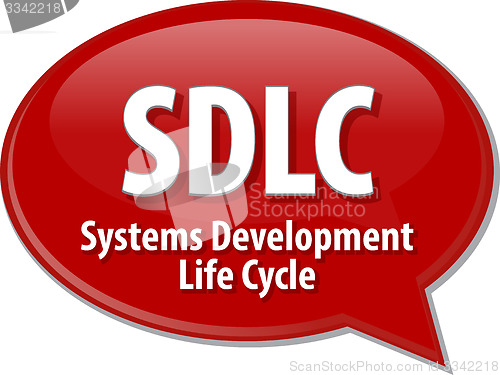 Image of SDLC acronym definition speech bubble illustration