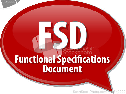 Image of FSD acronym definition speech bubble illustration