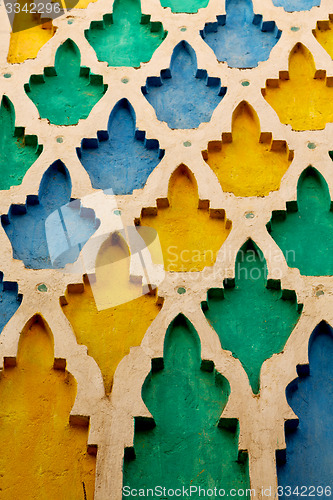 Image of line in morocco africa old tile  colorated floor ceramic abstrac